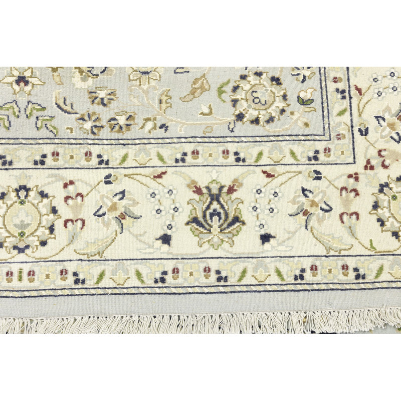 Tapis oriental floral en laine Indo-Nain, Rectangle 5 pi x 6 pi 10 po
