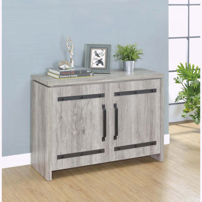 Grey Driftwood 2‑Door Accent Cabinet with 4 Concealed Shelves – Vintage‑Inspired Storage