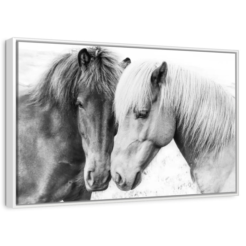 Sweet Horse Love, 46 po x 31 po, Cadre flottant blanc