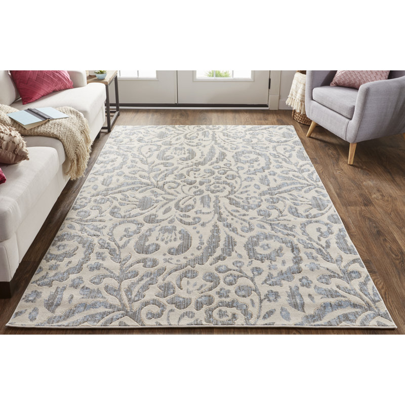 Tapis brume en jute à motif floral Smartt, Rectangle 5 pi 3 po x 7 pi 6 po