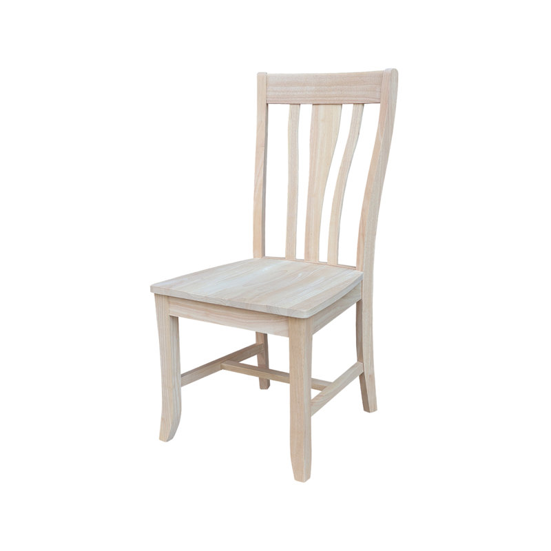 Chaise d'appoint à dossier en lattes de bois massif Virdie, Sans finition