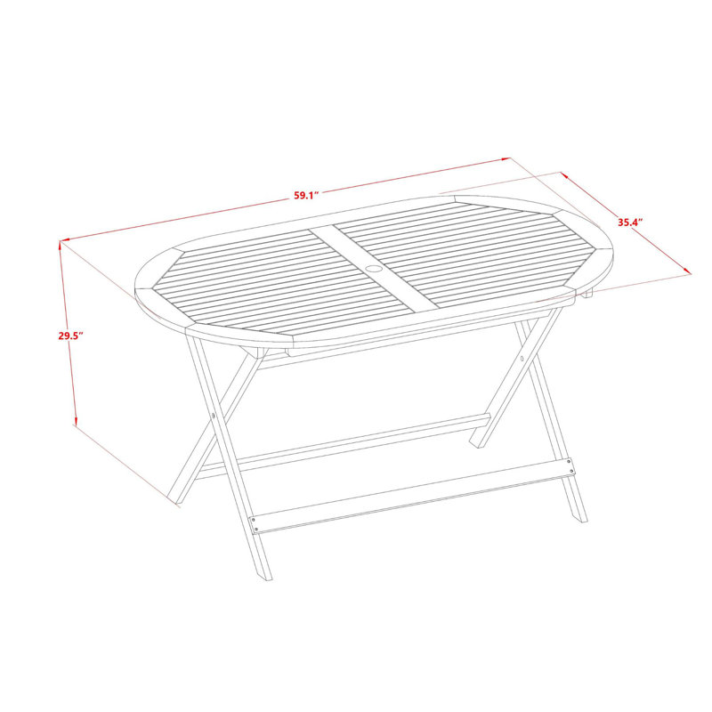 7 Piece Patio Dining Set Includes an Oval Outdoor Acacia Wood Table and 6 Folding Side Chairs, 36x60 Inch, Natural Oil