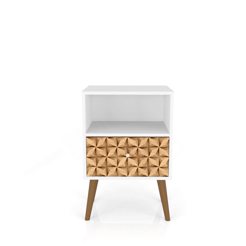 18" Nightstand in Natural and White (1-Drawer)
