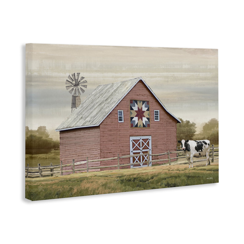  Art traditionnel sur toile Traditional Barn & Windmill par Amber Sterling, H 20 po x l 30 po