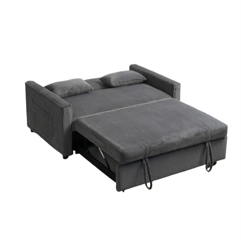 Futon Sofa Bed,3-In-1 Multi-Functional Corduroy Sleeper Couch Pull-Out Bed,Adjustable Backrest And Pillows,Convertible Sofa Bed For Living Room,Bedroom