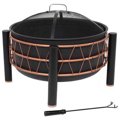 Majid Round Steel Wood Burning Fire Pit