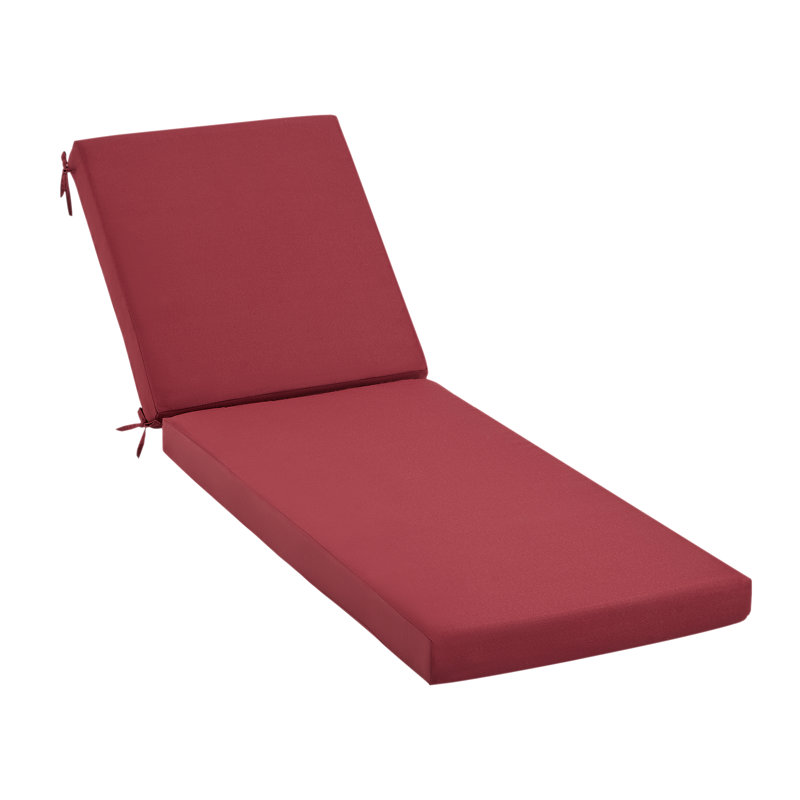 Outdoor Chaise Lounge Chair Cushion, Burgundy Polyester, 1