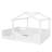 Full Size Floor Bed With Guardrails And Roof, Kids House Floor Bed With A Small Built-In Tray And Free-Installed Signboard, Childlike Design, White-472464053-472464054