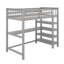Lit mezzanine avec tablettes de rangement et bureau sous le lit-468884938