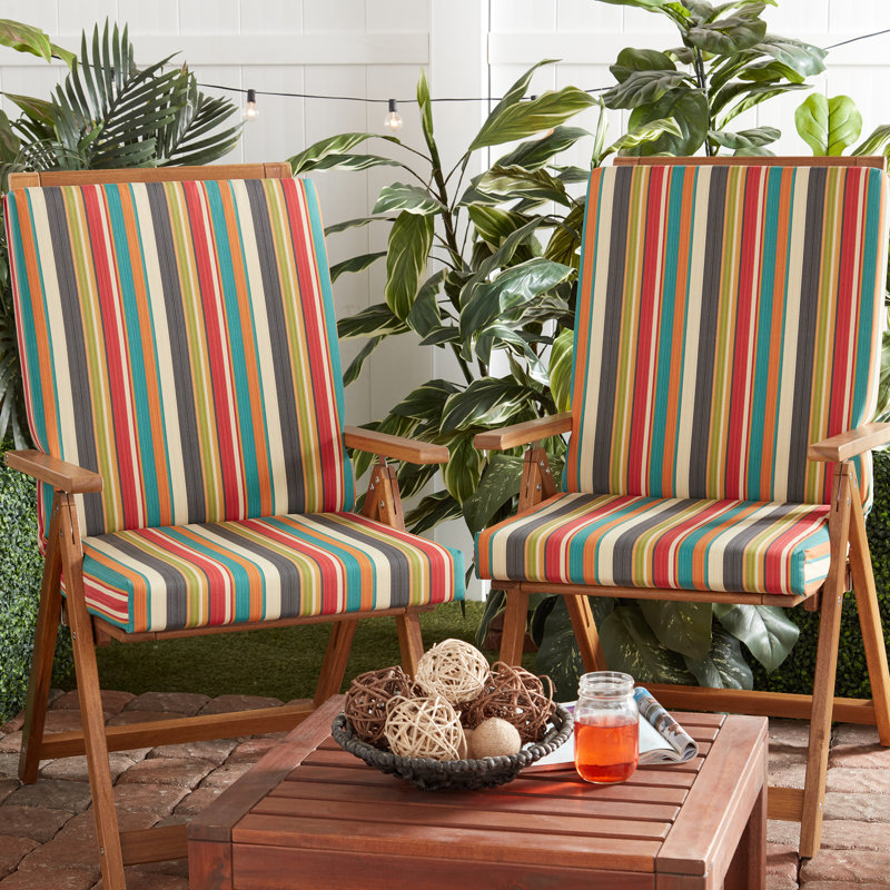 High Back Dining Chair Pad, Sunset Striped