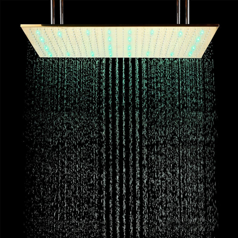 Système de robinet de douche à DEL 16 "x32" brossé or avec douchette et douchette