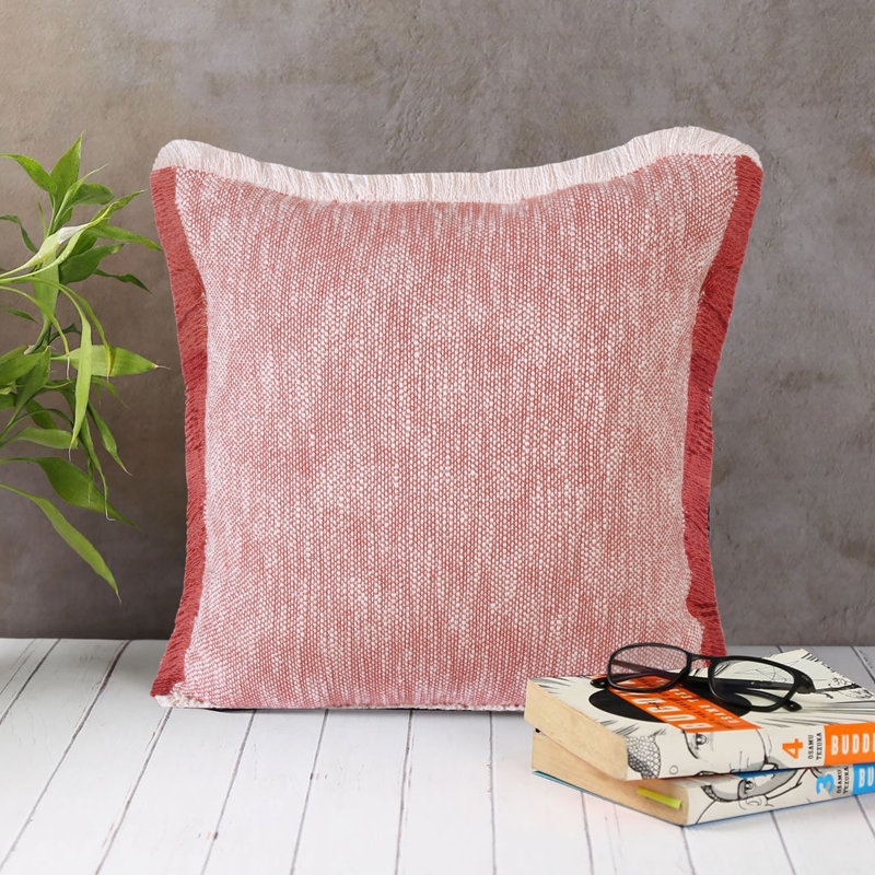 Housse de coussin en coton tissé à la main, Orange melon, Housse de coussin seulement - sans coussin