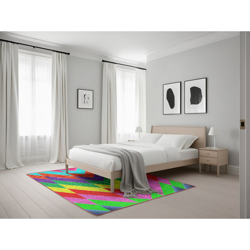 Tapis rouge/vert/bleu Izobel, Rectangle 5 pi x 7 pi