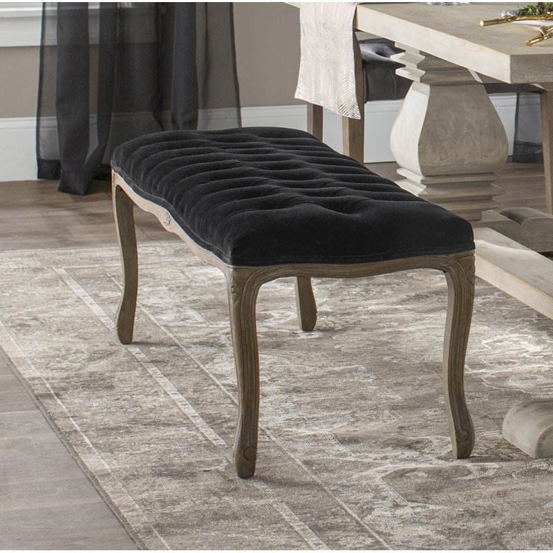 Banc rembourré en tissu Orndorff, Noir, noir, noir, noir