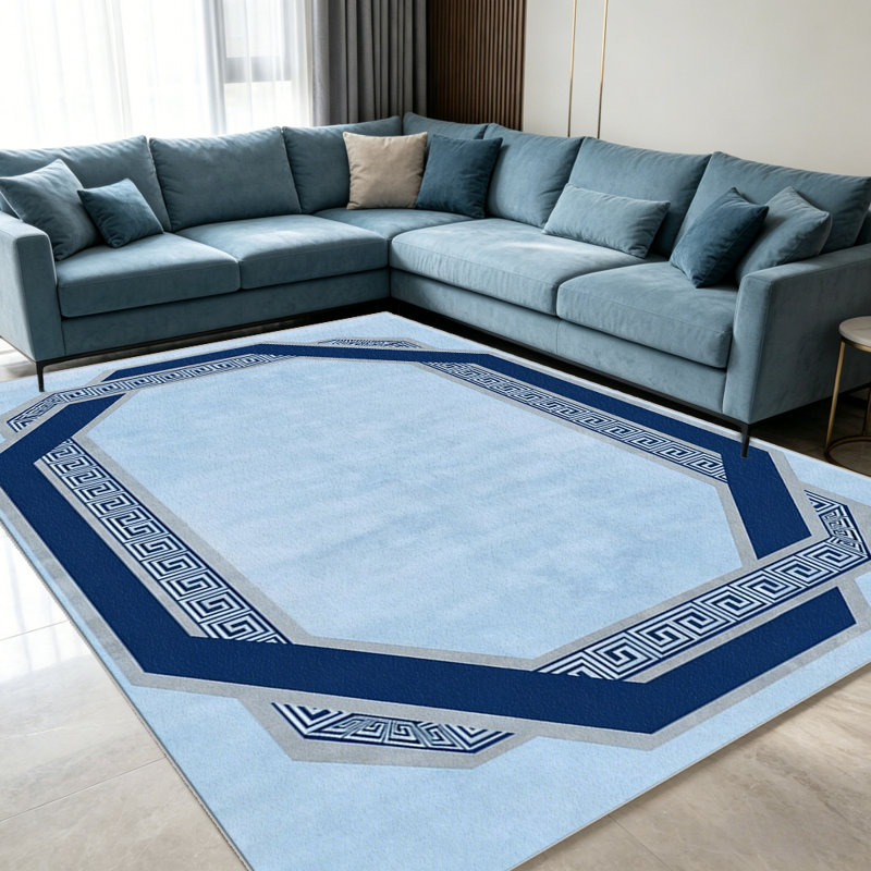 Blue Greek Key Border carpet-easy to clean, machine-washable, soft and comfortable; suitable for door mats, kitchens, living rooms, bedrooms, corridors, and laundry areas. Easy to clean, durable carpet for home decoration.