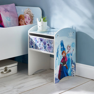 Disney Frozen Wonder Bedside Table - Sturdy Engineered Wood Construction, Small Side Table with Drawer for Kid's Bedroom