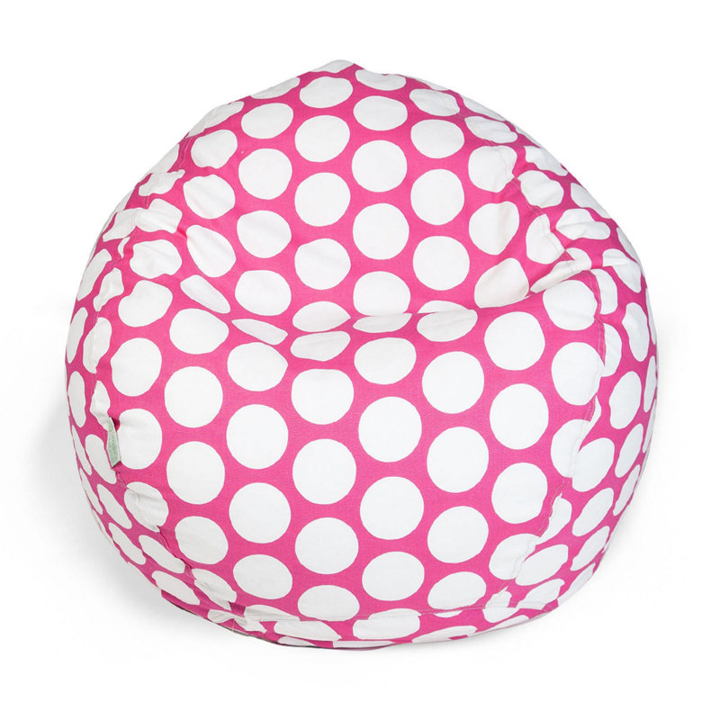 Cotton Bean Bag Chair & Lounger, Pink Cotton Twill, 23'' H x 35'' W x 35'' D
