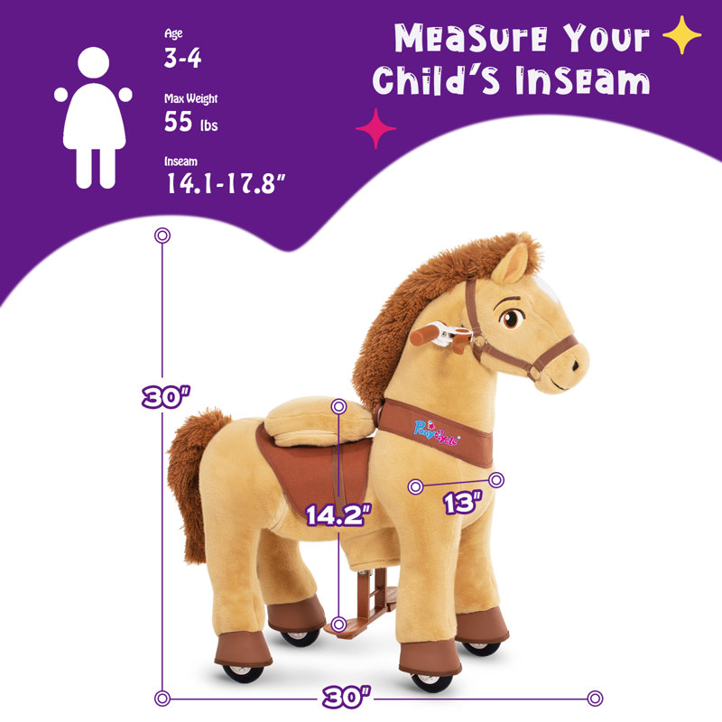Model E Ride On Horse, Marron clair, Size 3 for Age 3-4