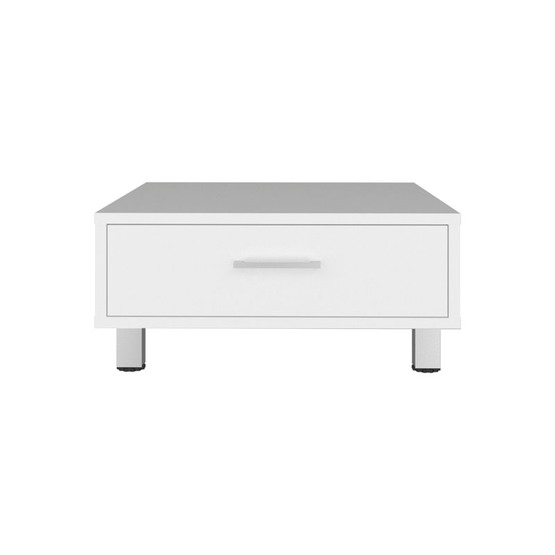 Ariel Storage Coffee Table with Drawer and Modern Design, White