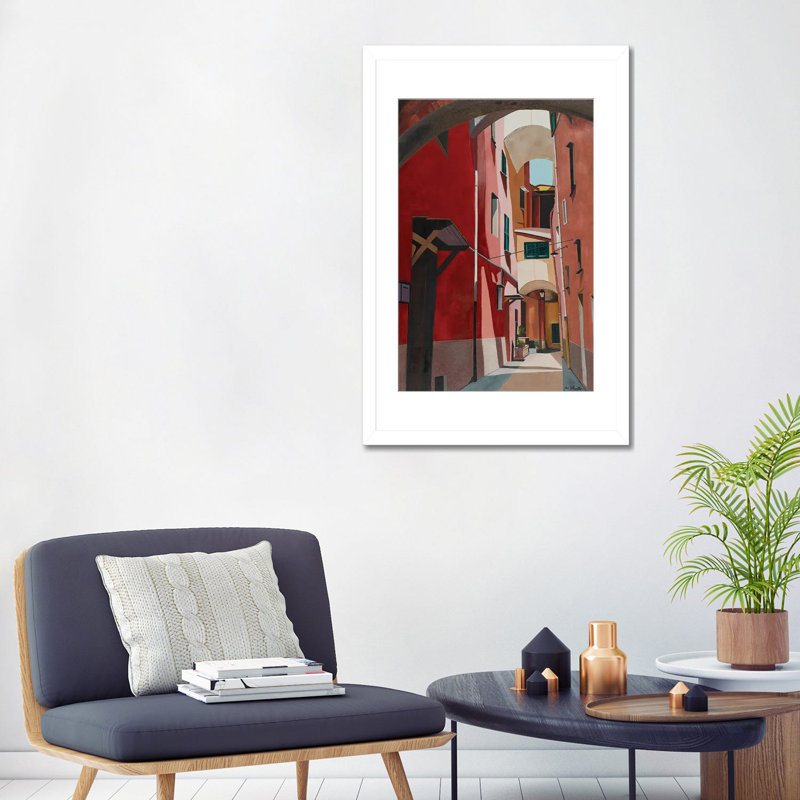 Porto Maurizio, Italy, White Open Corner Framed Paper, White, 32" H x 24" W x 1" D