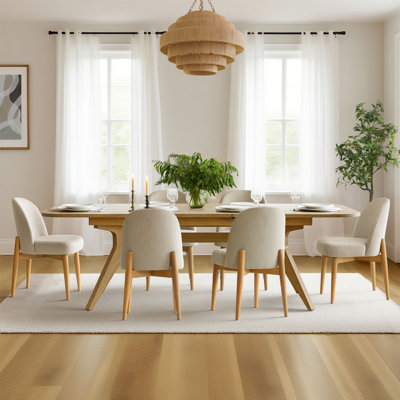 Ensemble de salle à manger 7 pièces en bois avec 6 chaises rembourrées et table à tréteaux extensible