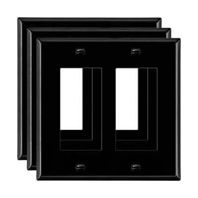 Enerlites Decorator/GFCI 2-Gang Metal Wall Plate - Brushed Gold (3-Pack)