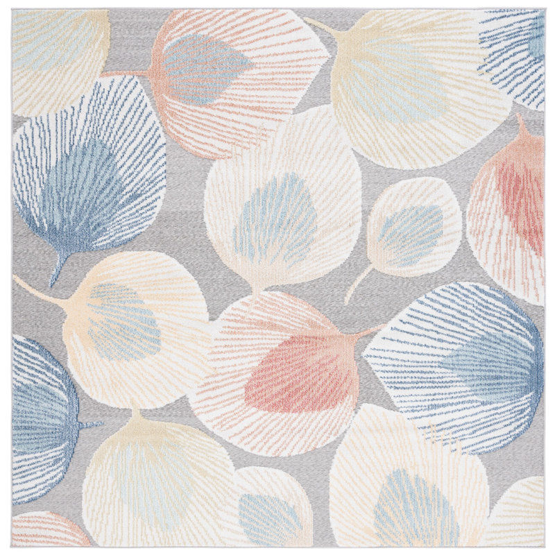 Sarasota Performance Floral Indoor/Outdoor Area Rug, Square 6'7"