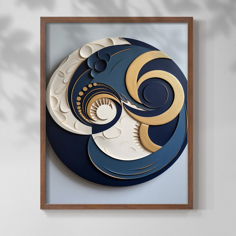 Série ABSTRACT dxlix - reproduction encadrée de qualité supérieure - prête à être accrochée - aucun clou requis, Noyer