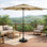 Parasol 9 pi avec système d'inclinaison à bouton-poussoir et manivelle pour patio, piscine