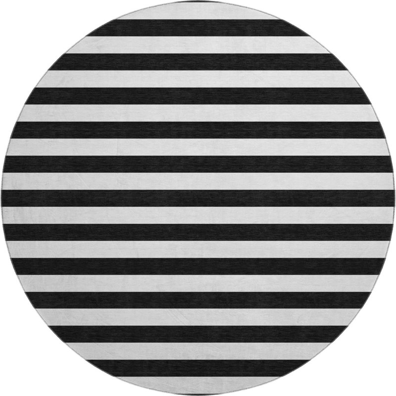 Cerrito Premium Machine Washable Cerrito AMF528 Black Rug, Round 8'