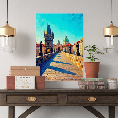 Canvas Wall Art Prague Bridge Art Print, Czech Republic Decor-2 Vintage Poster Print Home Decor