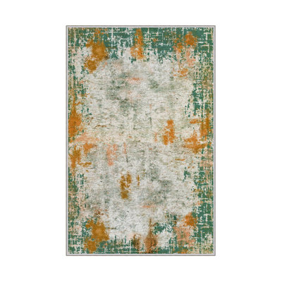 Stylish Woven Carpet, 100% Polyester, 4.0 x 5.9 Feet | 3D Digital Printing, Antibacterial, Non-Slip PVC Underside | Machine Washable, Pile Height: 0.3 Inches, Perfect for Living Room & Bedroom Decor