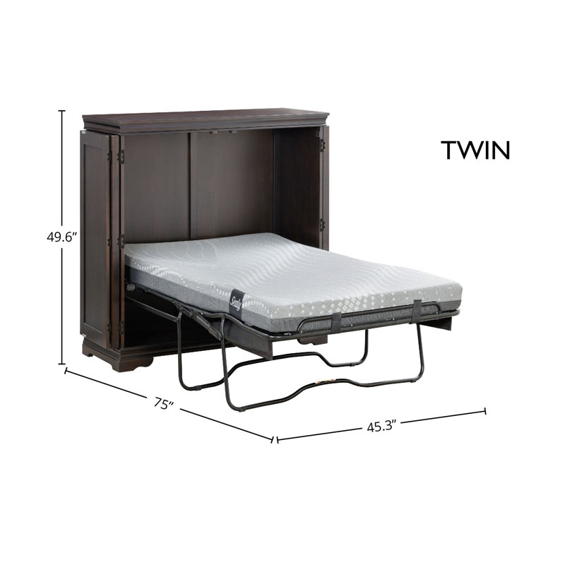 Caliann Solid Wood Murphy Bed, Twin, Espresso