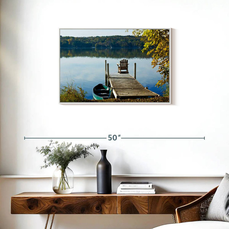 Lac Léman matin calme, Cadre flottant blanc, 31 po x 21 po