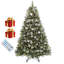 Arbre de Noël pré-décoré 4,5 pi avec 4,5 modes d'éclairage et pommes de pin pré-décorées 4,5 pi-566196710
