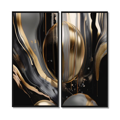 Marbre captivant doré et noir III - art mural doré