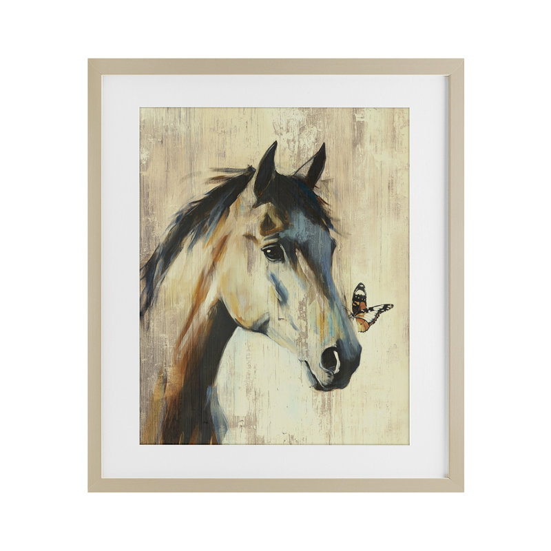 «Tiny Magic Horse & Butterfly», reproduction encadrée sous verre, conception de Svetlana Aleynikova, H 21 po x l 17 po