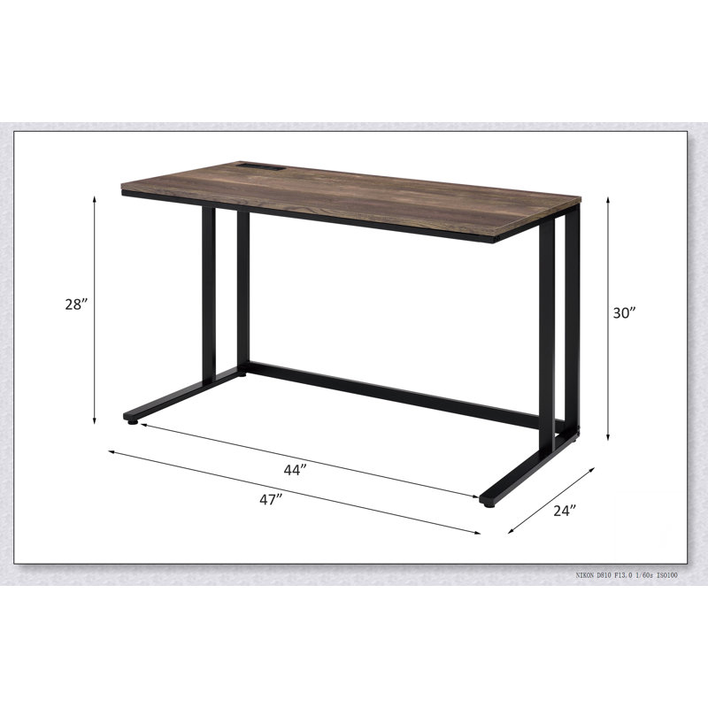 Modern USB Charging Desk – Tyrese Collection, KD Design, Rectangular Computer Table with Open Base