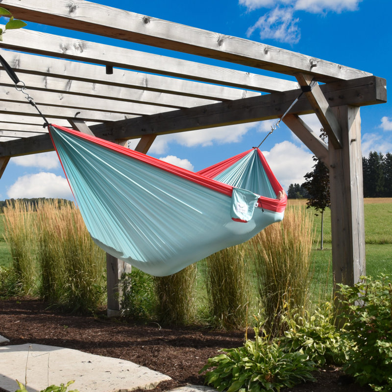Hamac de camping double Kylee Parachute, Double, Rose / céleste