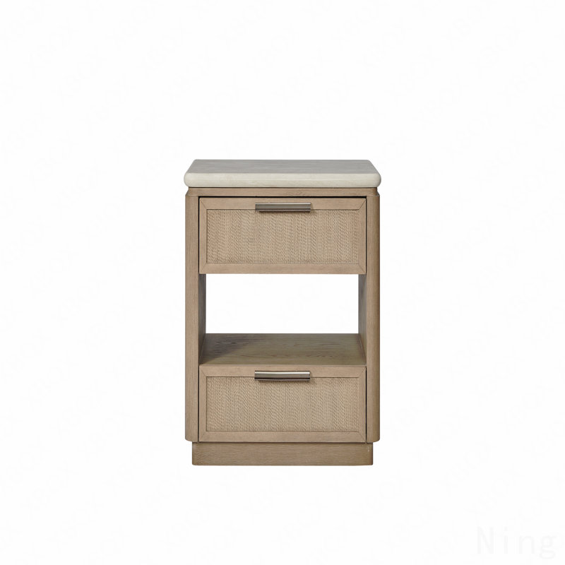 2-Drawer Nightstand With Rope Drawer Fronts, Brown