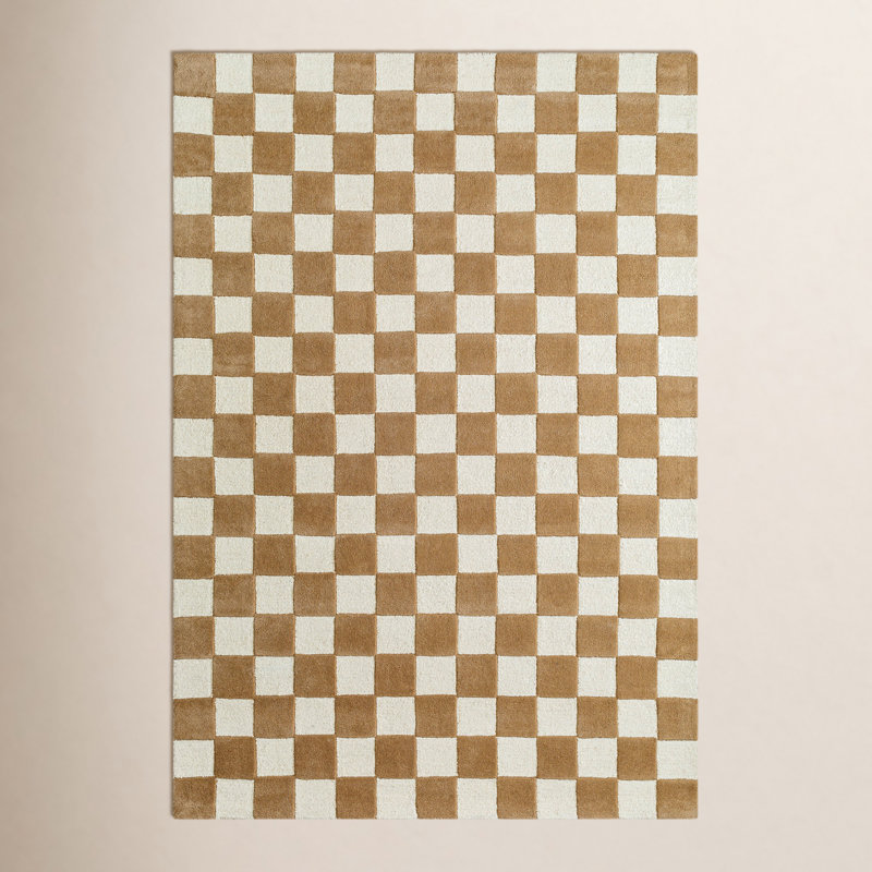 Jenna Tan Hand Tufted Area Rug, Rectangle 5' x 8'