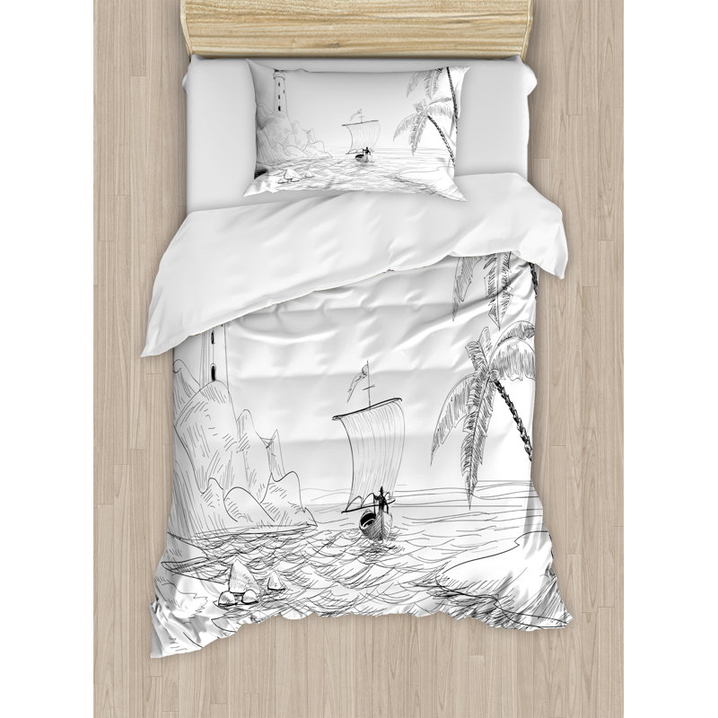 Coastal Duvet Cover, Twin Duvet Cover + 1 Standard Sham