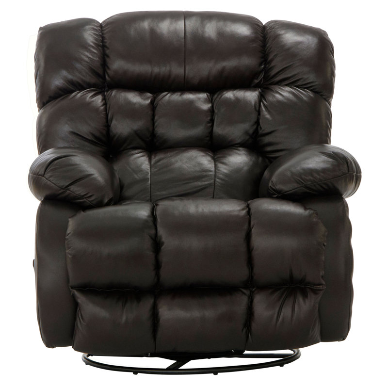 Fauteuil inclinable manuel pivotant en cuir véritable de 40 po Union City, Cuir véritable brun