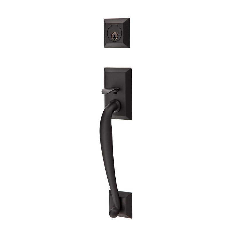 Emtek Franklin Sectional Double Cylinder Tubular Entryset, Antique Nickel, Santa Fe Lever, Left