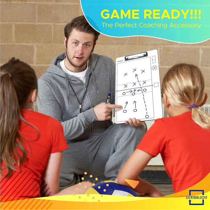 Scribbledo Volleyball tableau effaçable à sec pour entraîneurs 15 x 9 pouces Volleyball Roue Tableau blanc Fournitures pour entraîneur Équipement Accessoires de volleyball Le cadeau parfait pour l'entraîneur