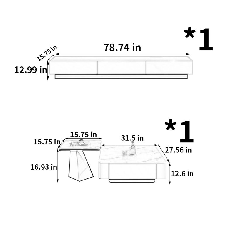 Ensemble de meuble télé moderne et simple avec rangement
