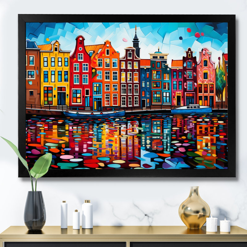 City Amsterdam Popart I - impressions sur toile Amsterdam, H 16 po x l 32 po x P 1 po, Toile tendue