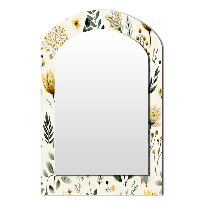 Motif boho Botanical Neutrals - miroir mural arche botanique, miroir décoratif asymétrique vert, 43 po x 33 po