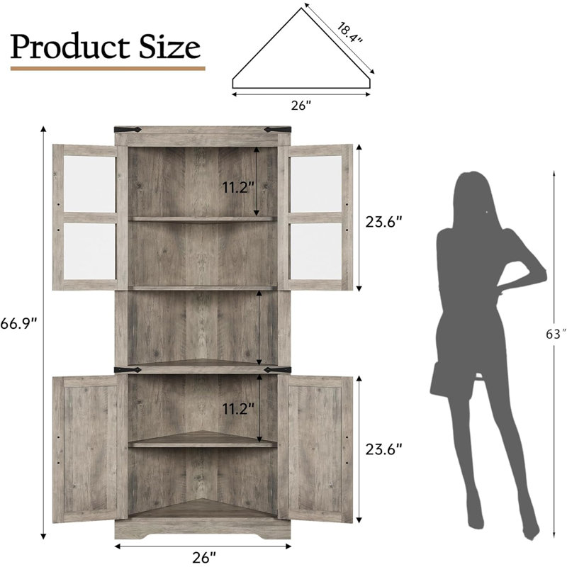 66.9cm Kitchen Pantry, Grey