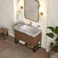 Meuble-lavabo autoportant de 36 po avec lavabo sous-comptoir en céramique noyer foncé, pré-assemblé, tiroir à fermeture en douceur et tablette ouverte-514762406